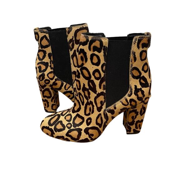 Sam Edelman Women's Case Nude Leopard Print Calf Hair Fur Bootie Size 8 - Picture 1 of 12